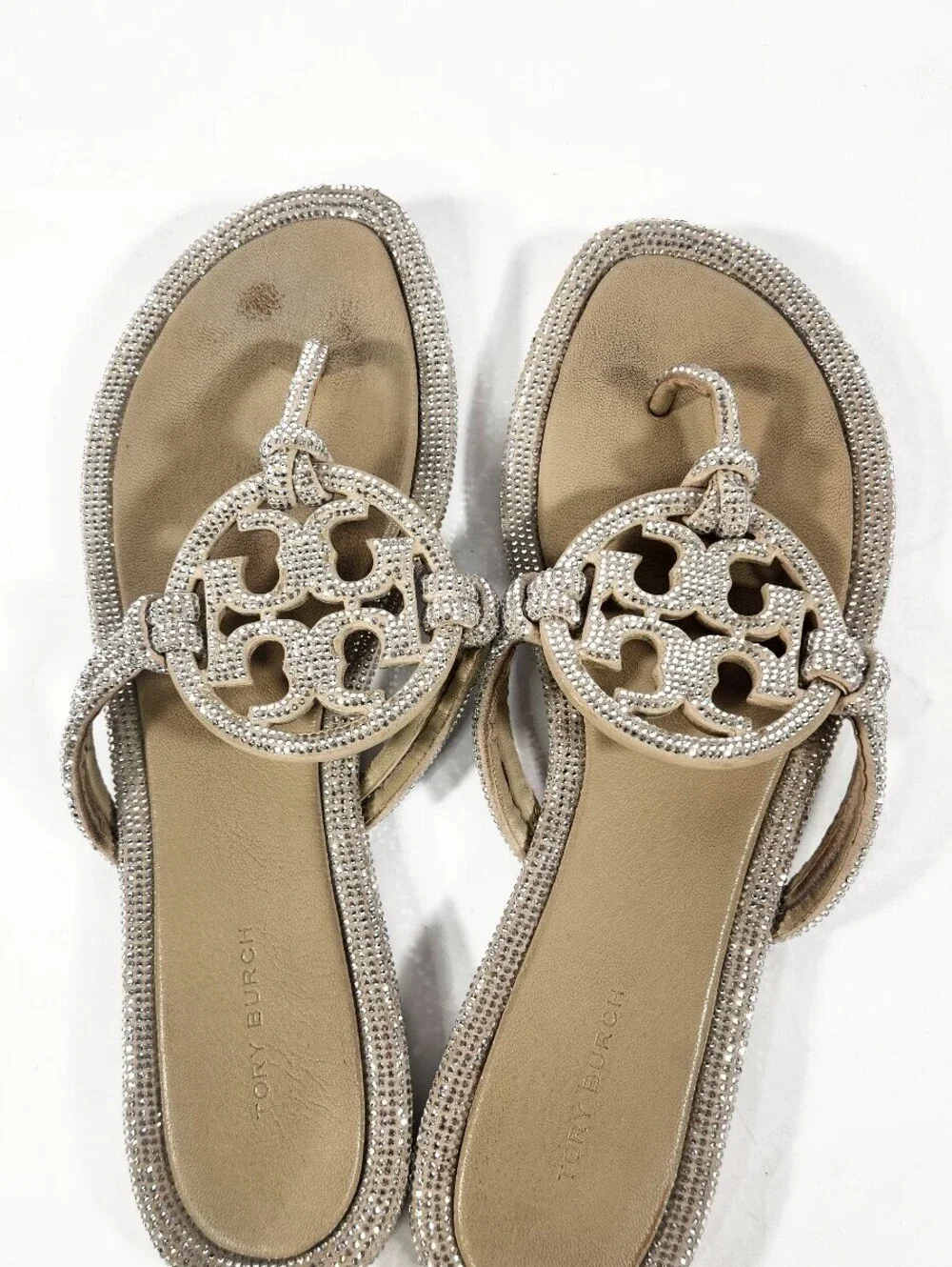 Tory Burch White Rhinestone Sandals Size 9